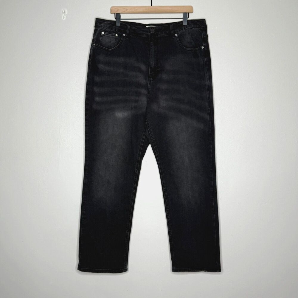Simply Be Denim Womens Jeans 16R Black Wash Bootcut Straight Stretch‎